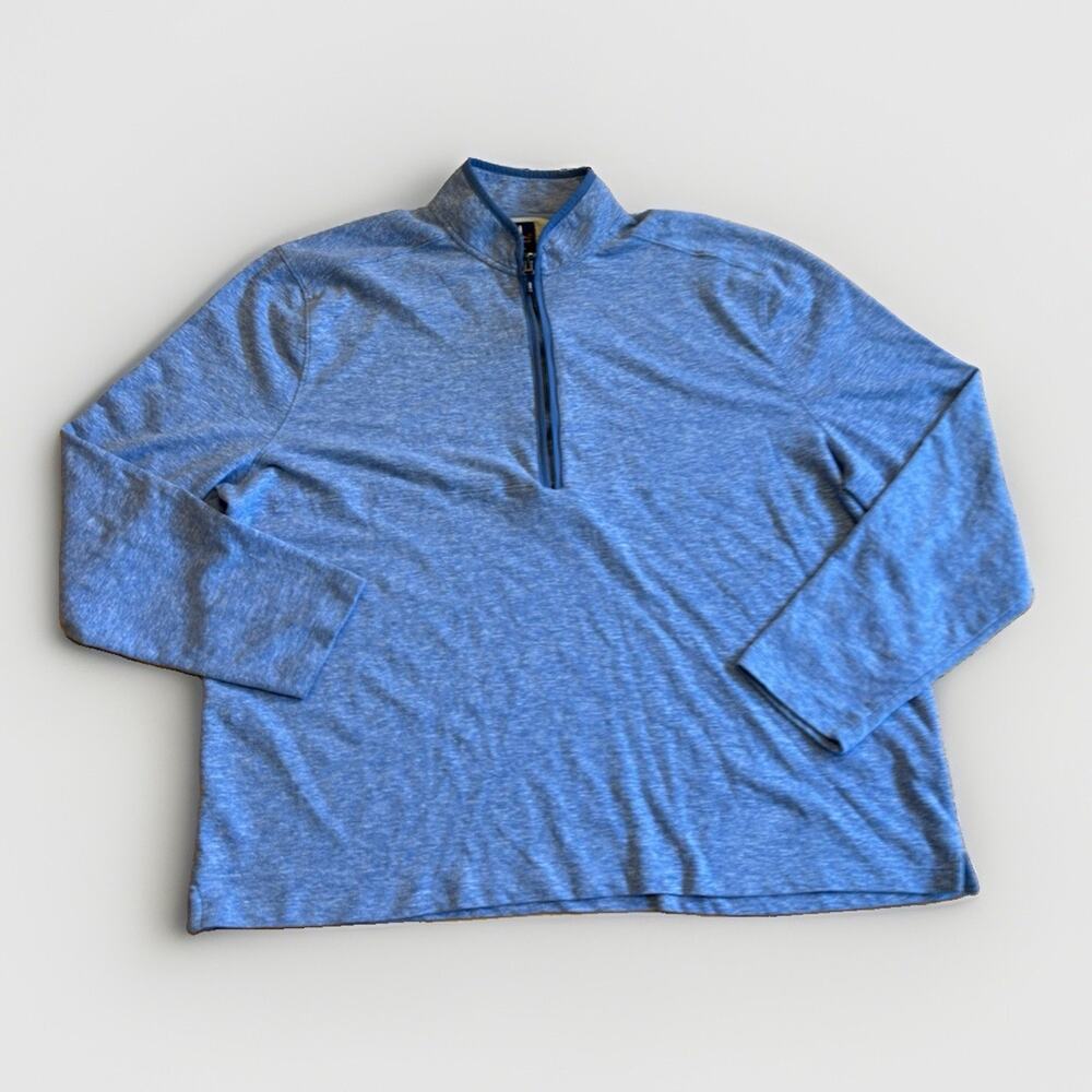 Johnnie O Mens XXL Solid Blue 1/4 Zip Long Sleeve Pullover Golf Sweater